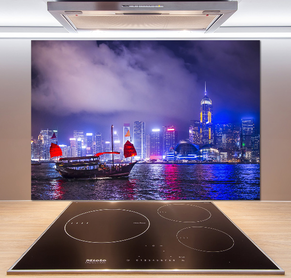 Achterwand keuken Hong Kong 's nachts