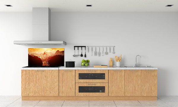 Spatscherm keuken Spring over de afgrond