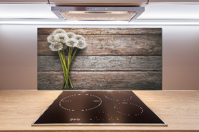 Spatscherm keuken Paardenbloemenhout