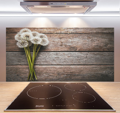 Spatscherm keuken Paardenbloemenhout
