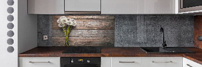 Spatscherm keuken Paardenbloemenhout