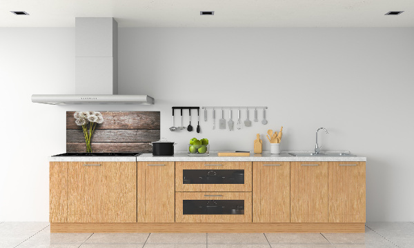 Spatscherm keuken Paardenbloemenhout