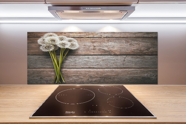 Spatscherm keuken Paardenbloemenhout