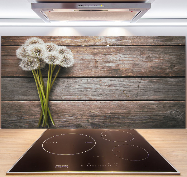 Spatscherm keuken Paardenbloemenhout