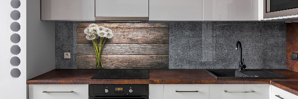 Spatscherm keuken Paardenbloemenhout