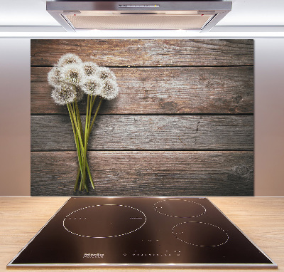 Spatscherm keuken Paardenbloemenhout