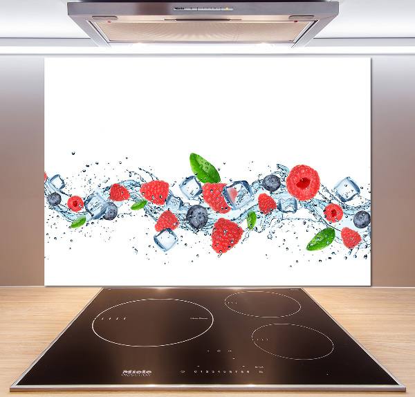 Glazen achterwand keuken Bosvruchten met ijs