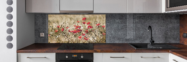 Spatplaat keuken Klaprozen