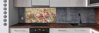 Spatplaat keuken Klaprozen