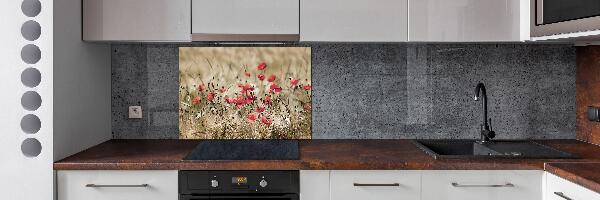 Spatplaat keuken Klaprozen