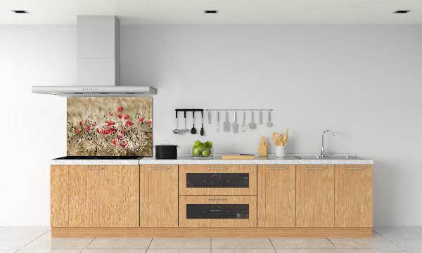 Spatplaat keuken Klaprozen