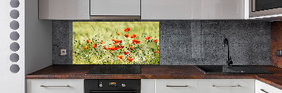 Achterwand keuken Klaprozen