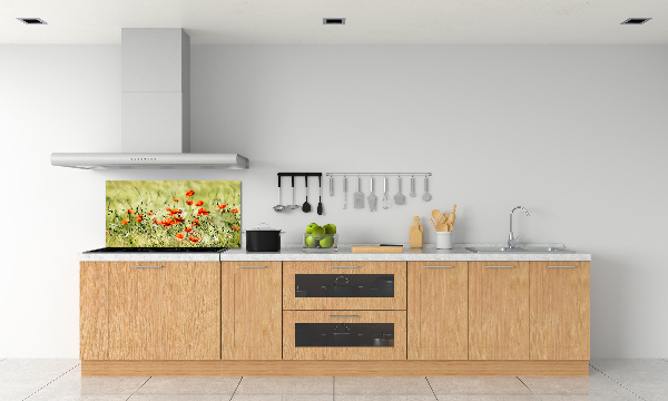 Achterwand keuken Klaprozen