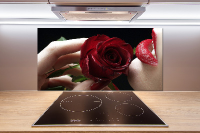 Spatplaat keuken Vrouw met een roos