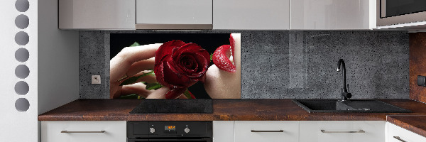 Spatplaat keuken Vrouw met een roos