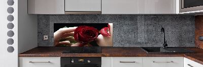 Spatplaat keuken Vrouw met een roos