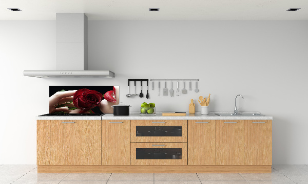 Spatplaat keuken Vrouw met een roos