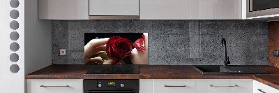 Spatplaat keuken Vrouw met een roos