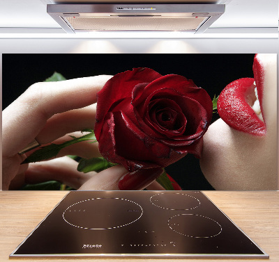 Spatplaat keuken Vrouw met een roos