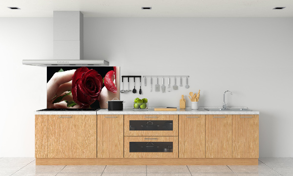 Spatplaat keuken Vrouw met een roos