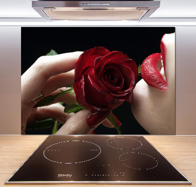 Spatplaat keuken Vrouw met een roos
