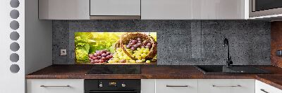 Spatscherm keuken Druiven in een mand