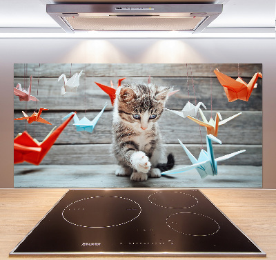 Glazen achterwand keuken Katvogels gemaakt van papier