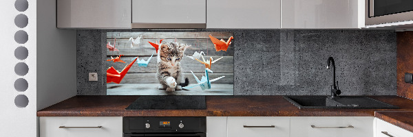 Glazen achterwand keuken Katvogels gemaakt van papier