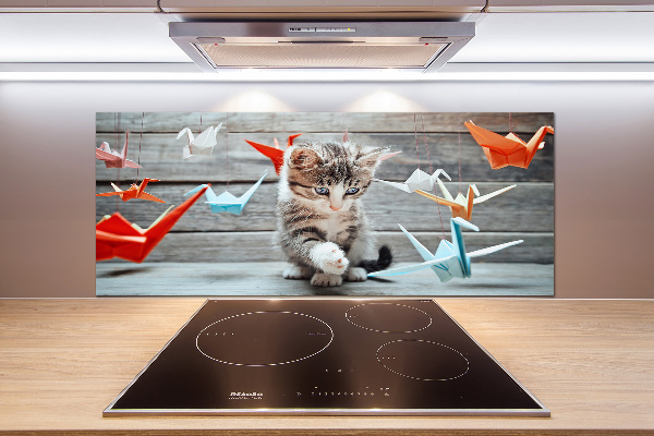 Glazen achterwand keuken Katvogels gemaakt van papier