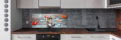 Glazen achterwand keuken Katvogels gemaakt van papier