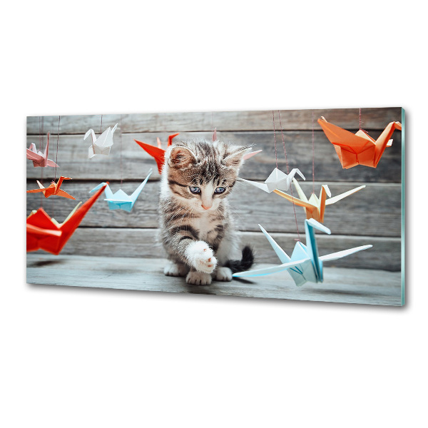 Glazen achterwand keuken Katvogels gemaakt van papier