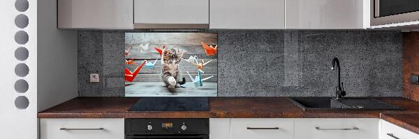 Glazen achterwand keuken Katvogels gemaakt van papier