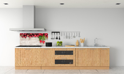 Glazen achterwand keuken Kersen op hout