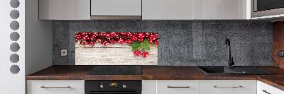 Glazen achterwand keuken Kersen op hout