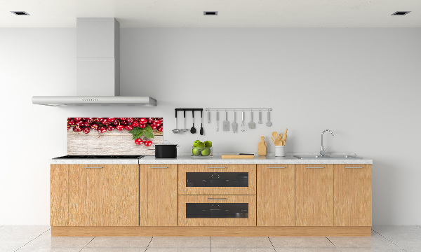 Glazen achterwand keuken Kersen op hout