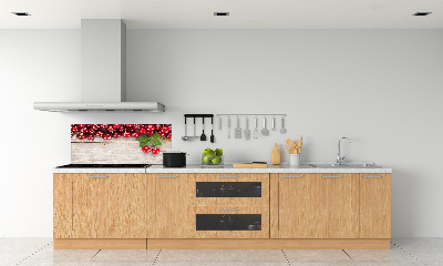 Glazen achterwand keuken Kersen op hout