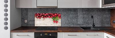 Glazen achterwand keuken Kersen op hout