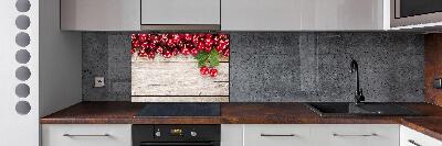 Glazen achterwand keuken Kersen op hout