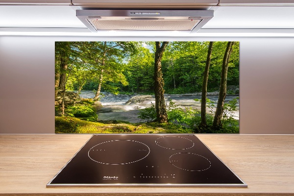 Spatscherm keuken Rivier in het bos