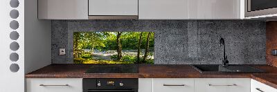 Spatscherm keuken Rivier in het bos