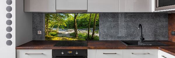 Spatscherm keuken Rivier in het bos