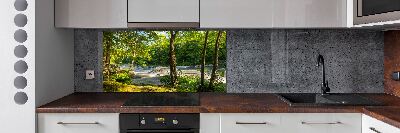 Spatscherm keuken Rivier in het bos