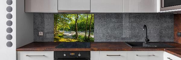 Spatscherm keuken Rivier in het bos