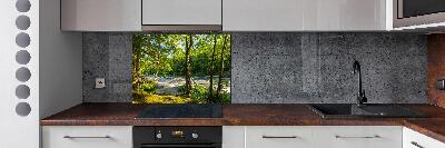 Spatscherm keuken Rivier in het bos