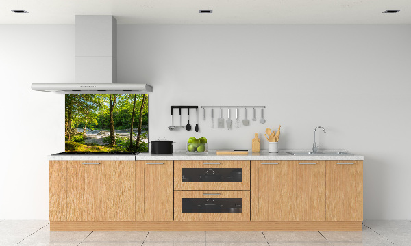Spatscherm keuken Rivier in het bos