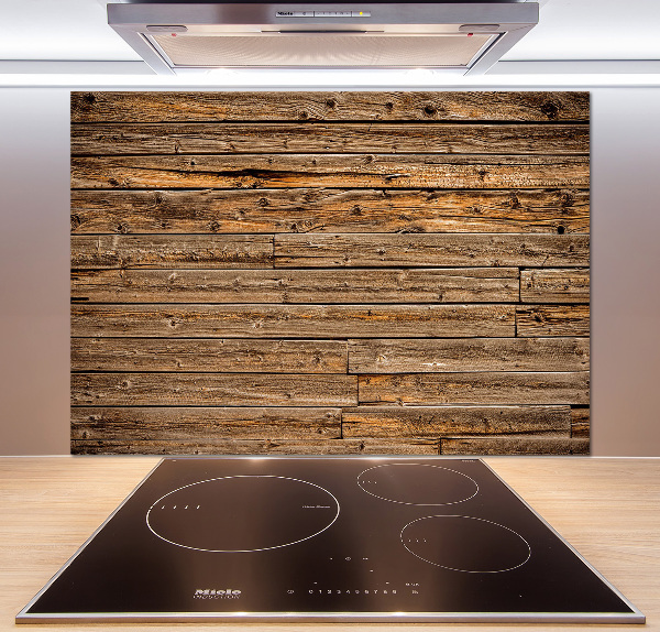 Spatscherm keuken Houten muur