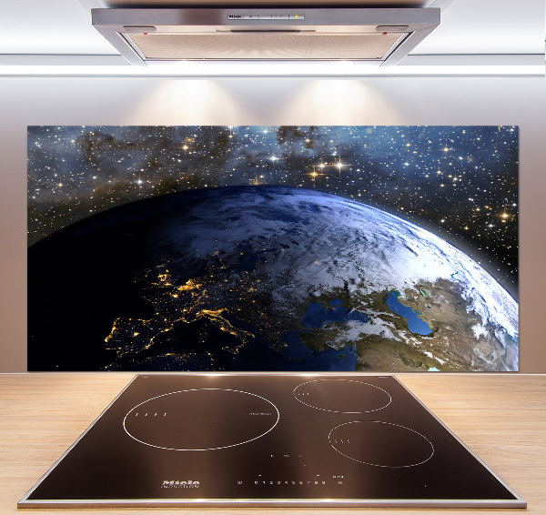 Spatscherm keuken Planeet Aarde