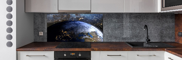 Spatscherm keuken Planeet Aarde