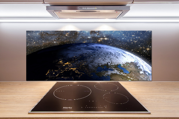 Spatscherm keuken Planeet Aarde