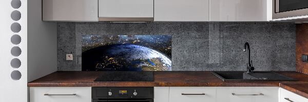 Spatscherm keuken Planeet Aarde